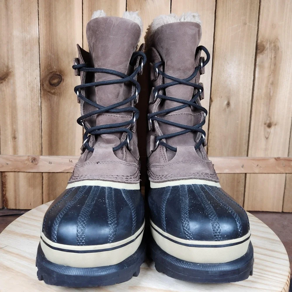 Sorel Caribou NM1000-238 Boots Mens 8.5 Brown Nubuck Waterproof Insulated Snow‎